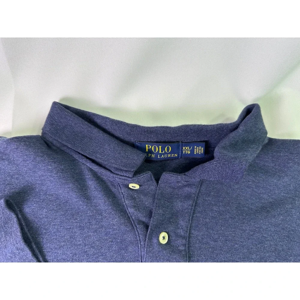 Polo Ralph Lauren Men's‎ Blue Long Sleeve Polo Shirt 2XL Casual Red Pony Logo